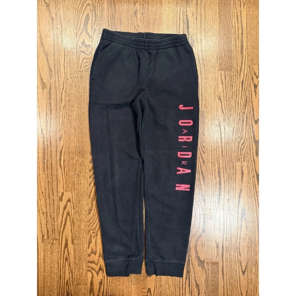 Nike Air Jordan Joggers Youth Size XL Black Sweatpants Red‎ Logo